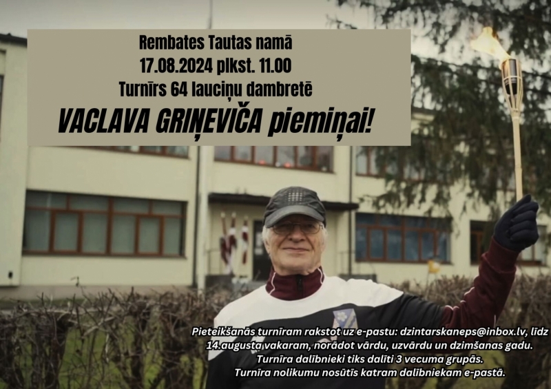 Afiša dambretes turnīram Vaclava Griņeviča piemiņai