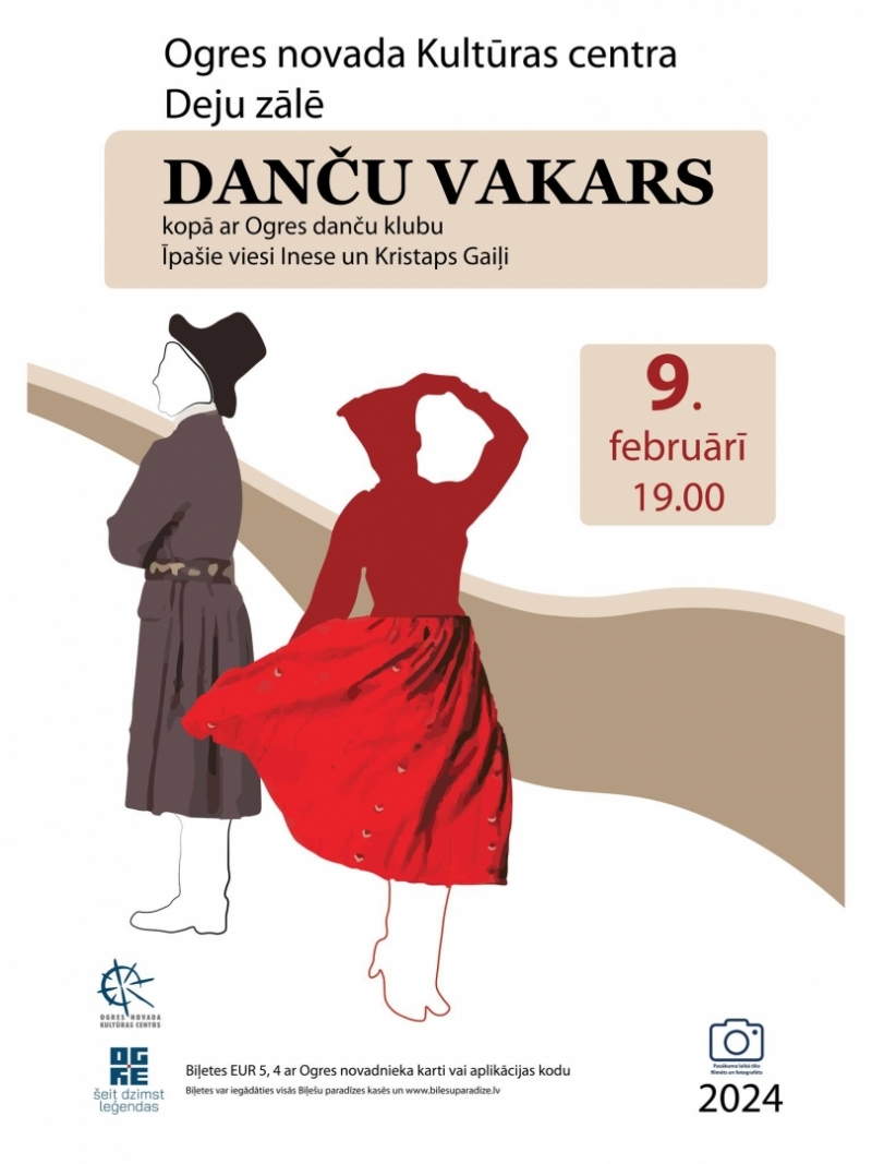 DANČU VAKARS ar Danču klubu Ogrē plakāts 09.02.2024.