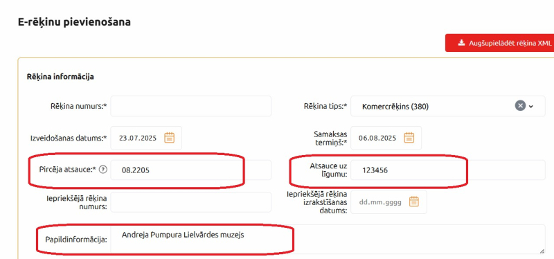 E-rēķina iesniegšanas paraugs Ogres novada pašvaldībā