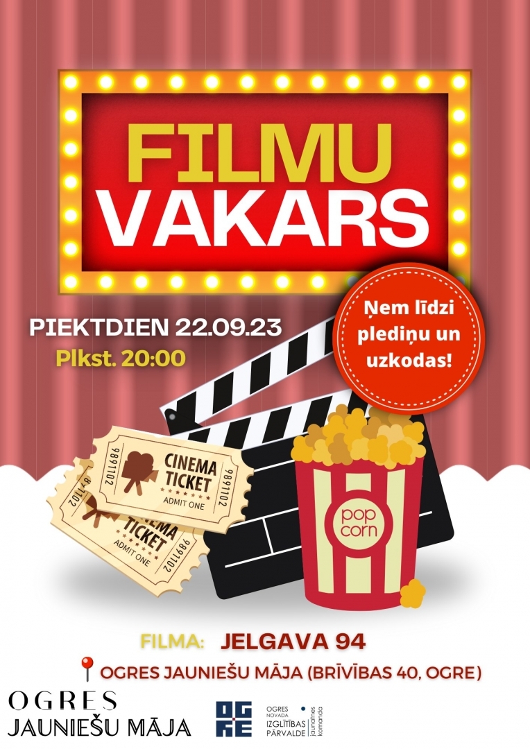 Filmu vakars ogres Jauniešu mājā plakāts