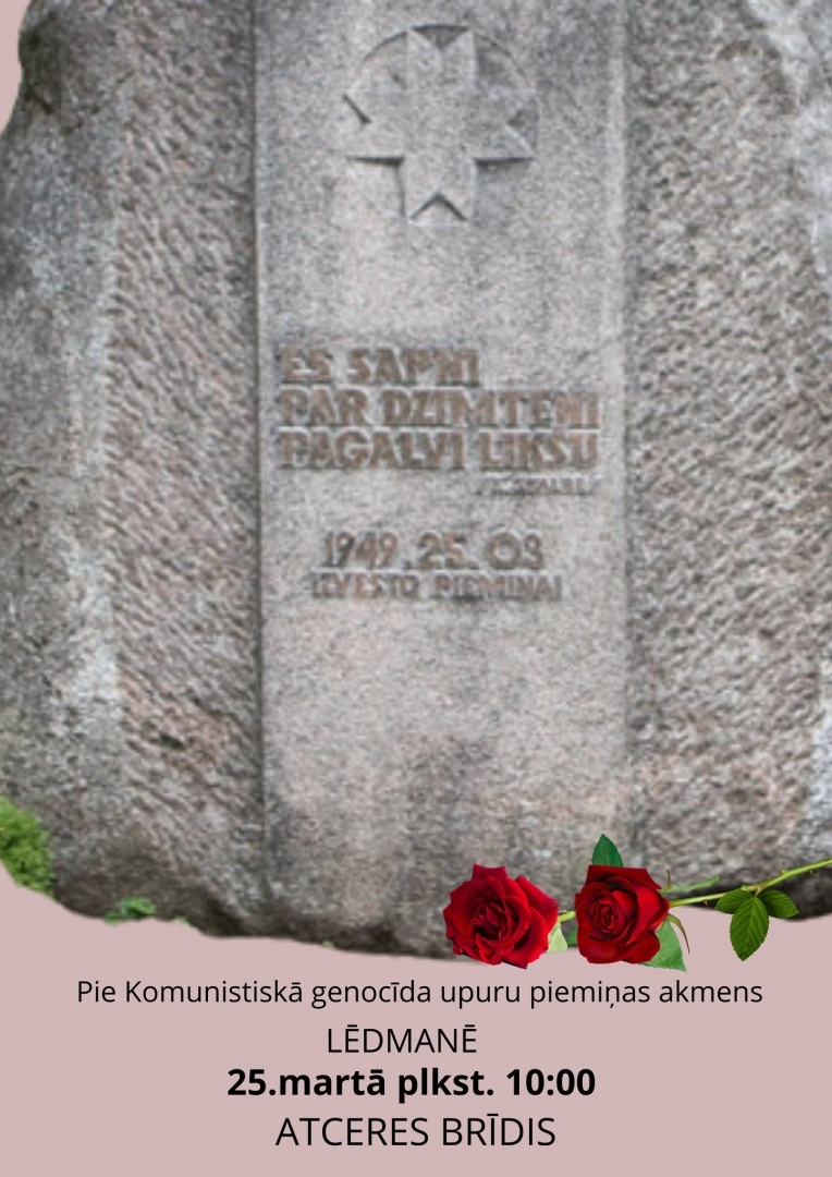 Komunistiskā genocīda upuru piemiņas akmens Lēdmanē 25.03.2024