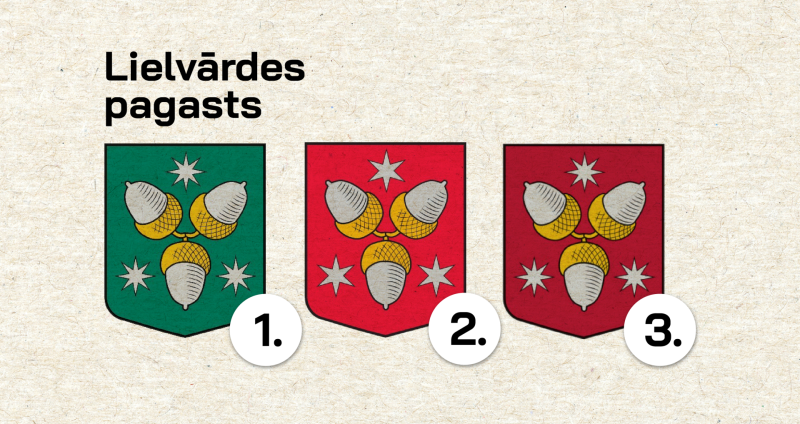 Lielvārdes pagasta potenciālie ģerboņi, par kuriem tiek gaidīts balsojums no iedzīvotājiem