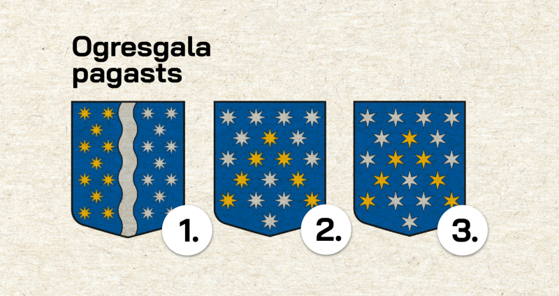 Ogresgala pagasta potenciālie ģerboņi, par kuriem tiek gaidīts balsojums no iedzīvotājiem