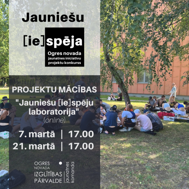 Piesaki dalību mācībās “Jauniešu [ie]spēju laboratorija”!