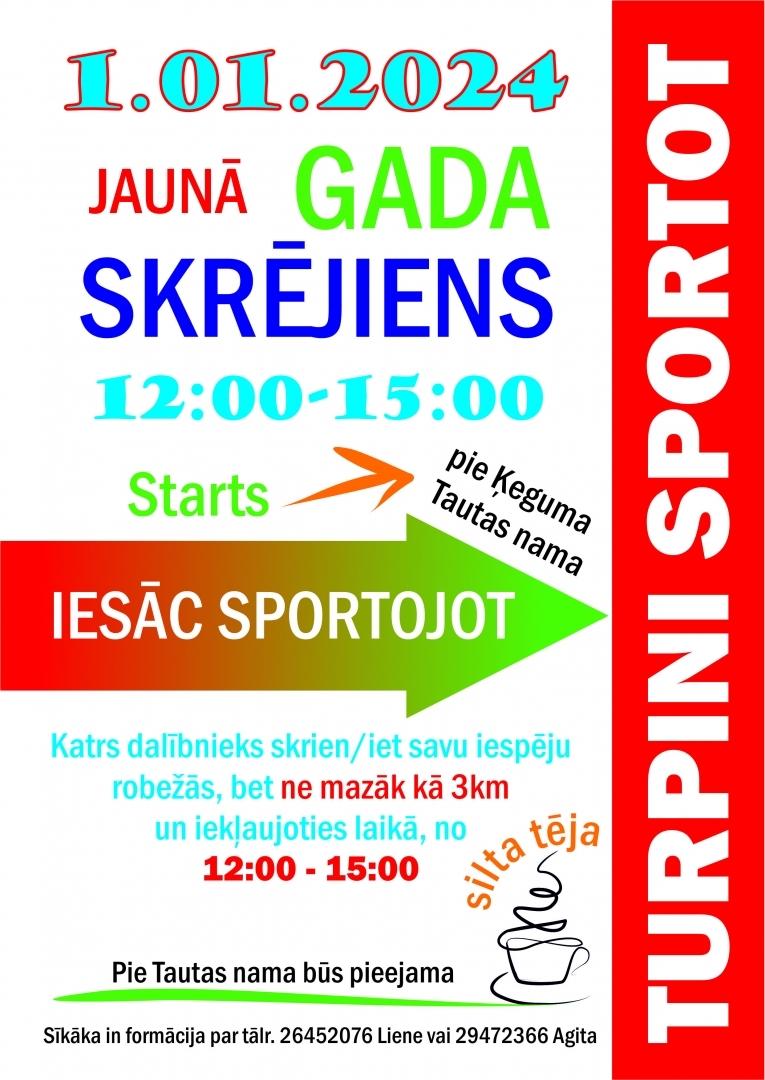 Jaunā 2024. gada sagaidīšanas pasākums Ķegumā plakāts 12.2023.