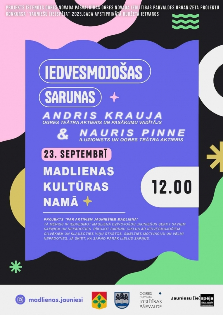 Iedvesmojošas sarunas Madlienā plakāts 23.09.2023