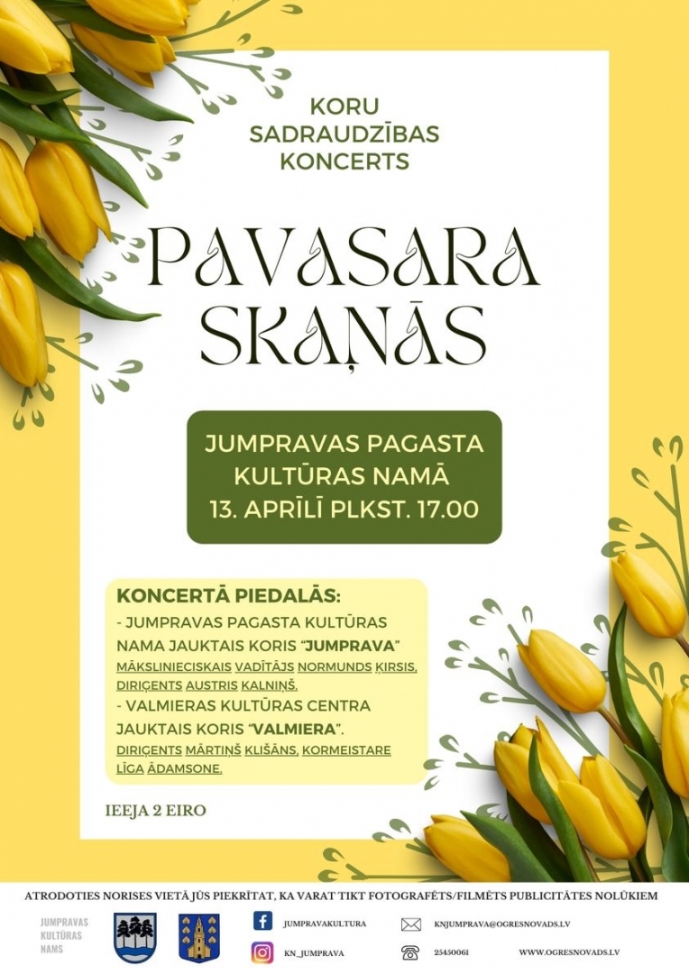 Koru sadraudzības koncerts “Pavasara skaņās” Jumpravas pagasta Kultūras namā 13. aprīlī plkst. 17.00
