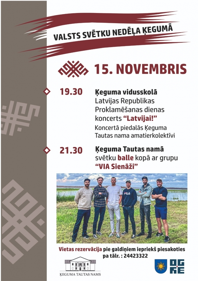 Afiša: Valsts svētku nedēļa Ķegumā - 15. novembris