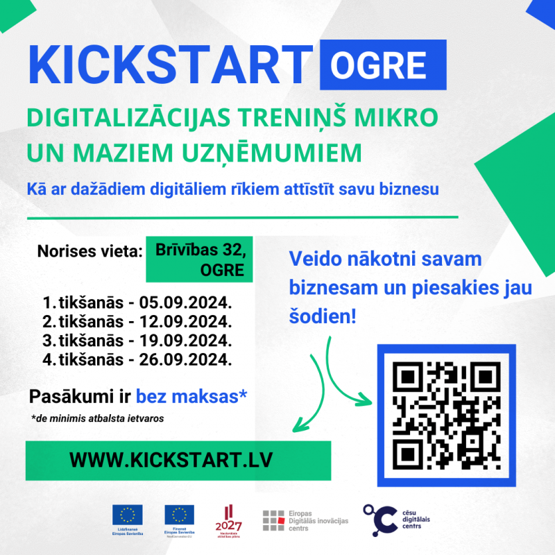 Afiša uzņēmējiem par digitalizācijas treniņiem