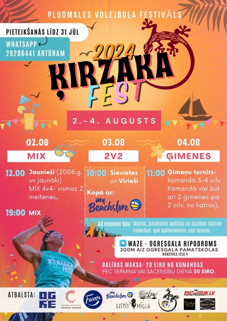 Pludmales volejbola festivāls “Ķirzaka 2024" Ogresgalā
