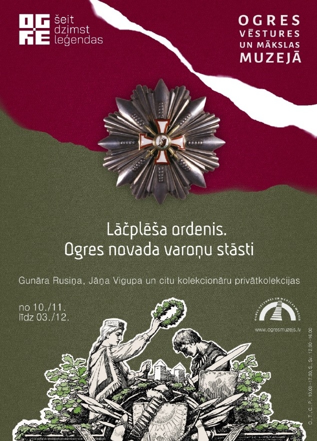 Plakāts izstādei “Lāčplēša ordenis. Ogres novada varoņu stāsti"2023
