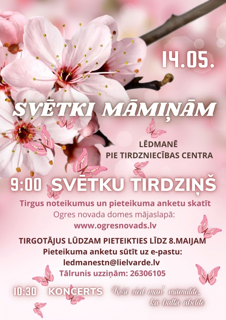 Afiša pasākumam Lēdmanē 14.maijā - tirgus un koncerts