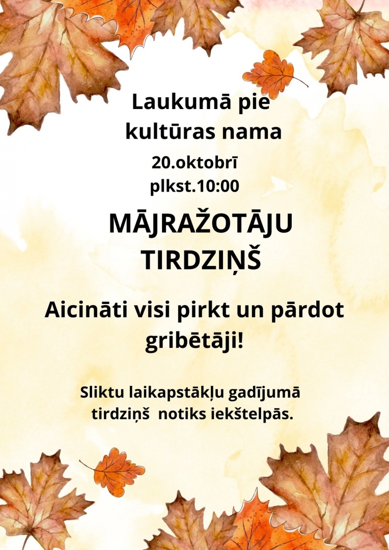 Mājražotāju tirdziņš 20.10.2024