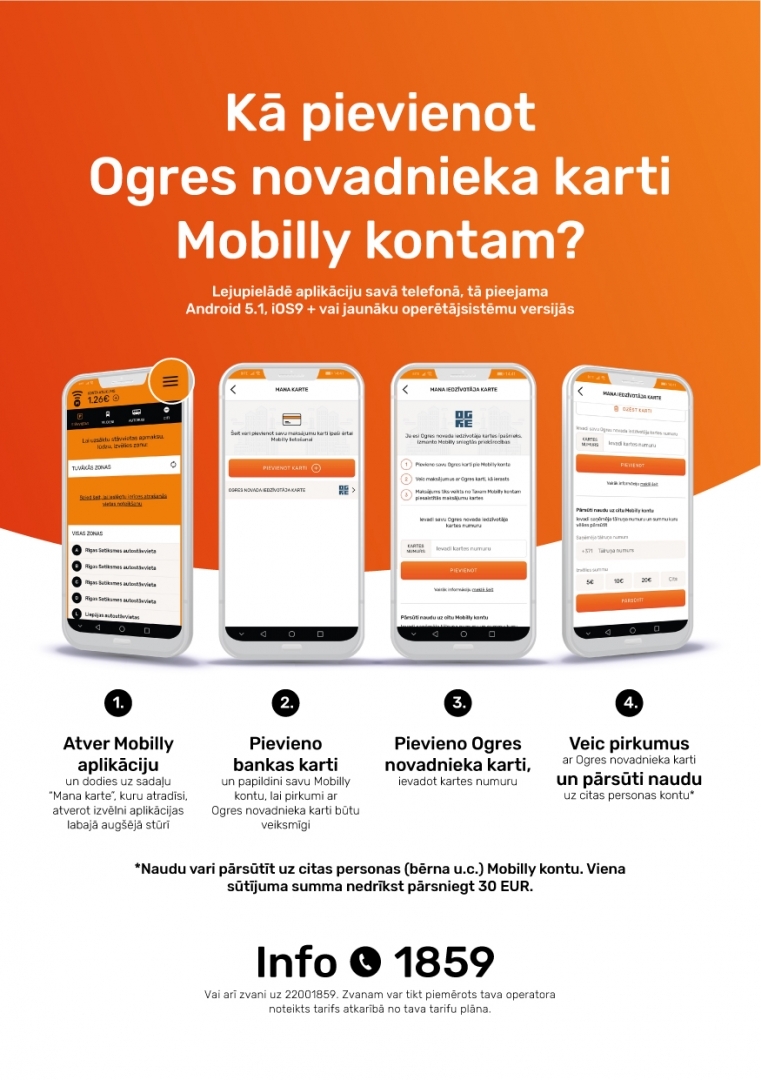 Kā pievienot Ogres novadnieka karti Mobillity kontam