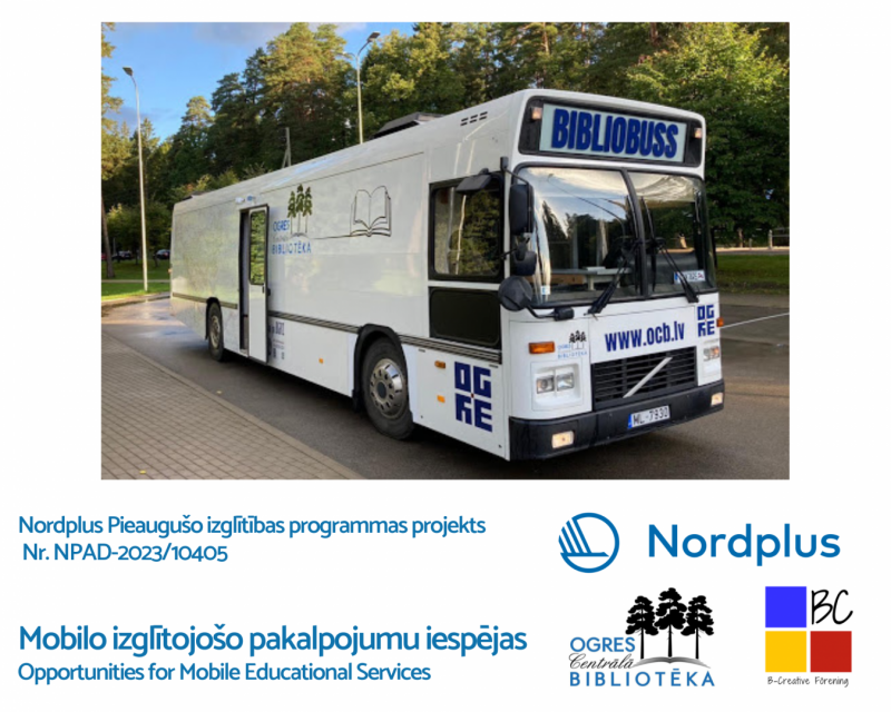 Projekta “Mobilo izglītojošo pakalpojumu iespējas” publicitātes foto, OCB bibliobuss