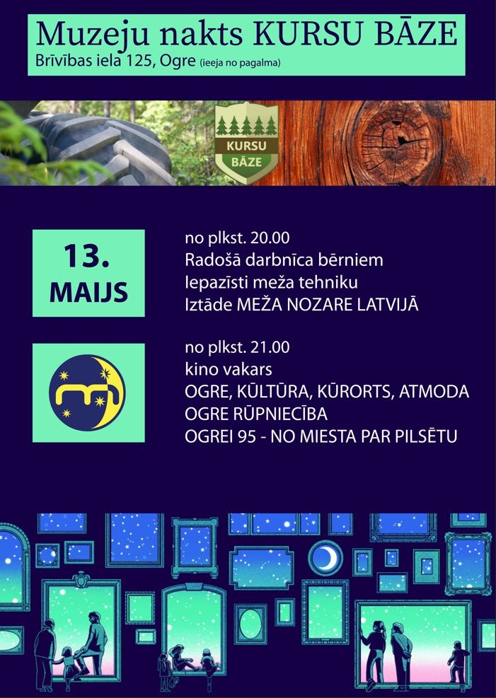 Muzeju nakts pasākuma plakāts Ogre, Kursu bāze