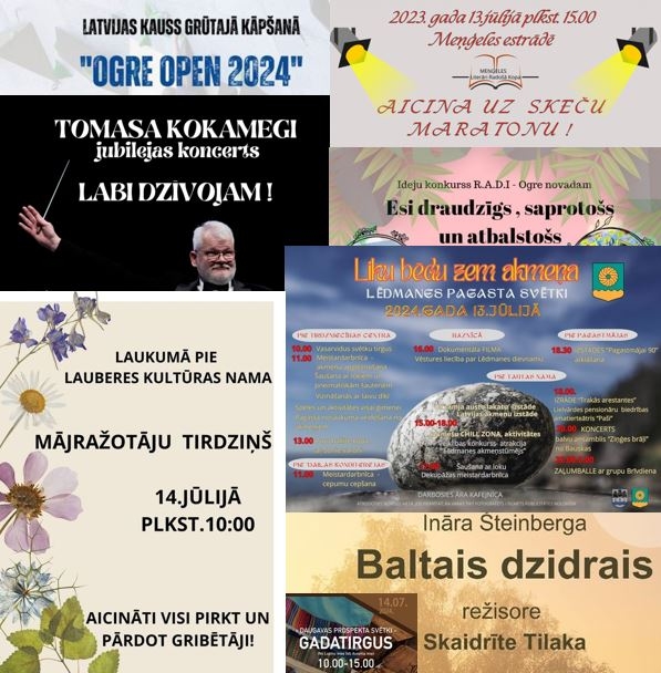 Nedēļas nogales notikumu afišu kolāža