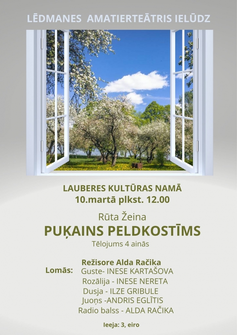 Izrāde PUĶAINAIS PELDKOSTĪMS Lauberē plakāts 10.03.2024