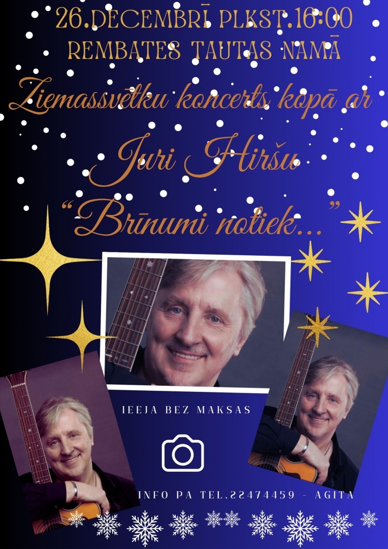 Koncert ar Juri Hiršu Rembate 26.12.2023. plakāts