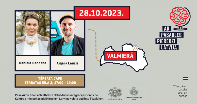 Afiša - 28.10.2023. kafejnīcā “Tērbata”, Tērbatas iela 2, Valmierā Danielas Bandenas un Aigara Lauža pieredzes apmaiņas stāstu vakars 
