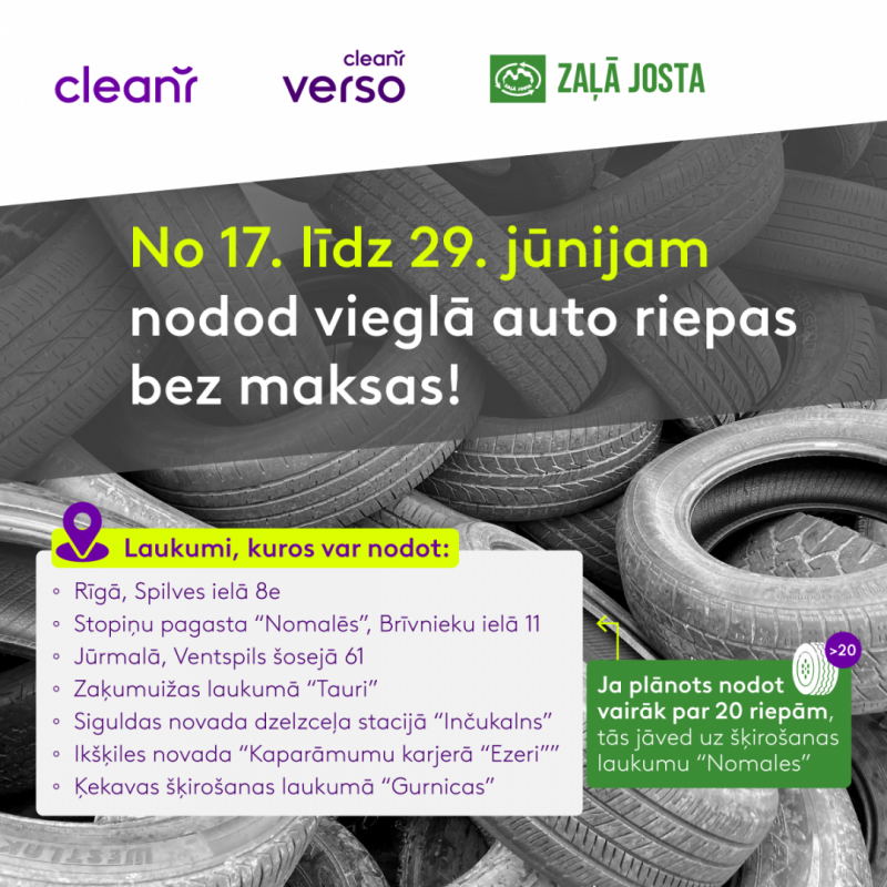 Afiša - aicinājums nodot nolietotās autoriepas