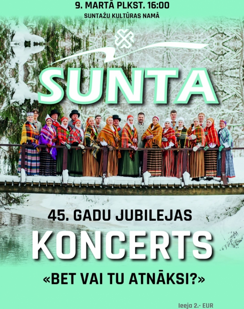 VPDK Sunta 45 gadu jubilejas koncerts Suntažos plakāts 09.03.2024
