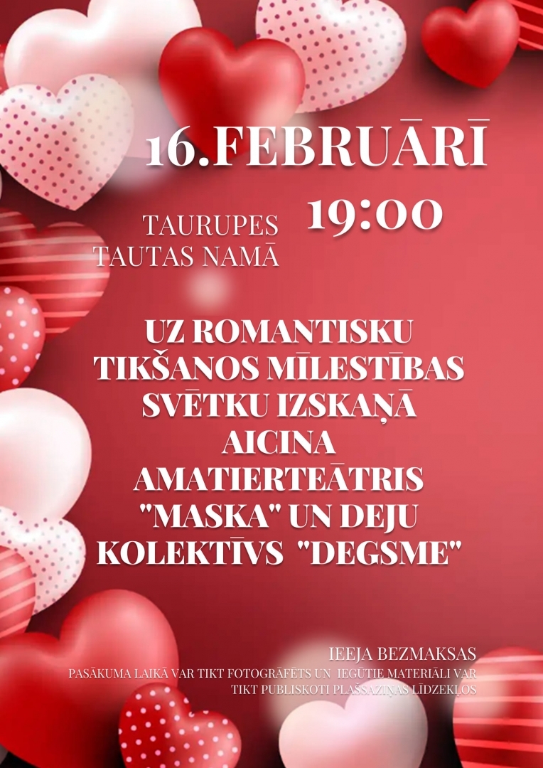 Valentīndienas koncerts Taurupē plakāts 16.02.2024