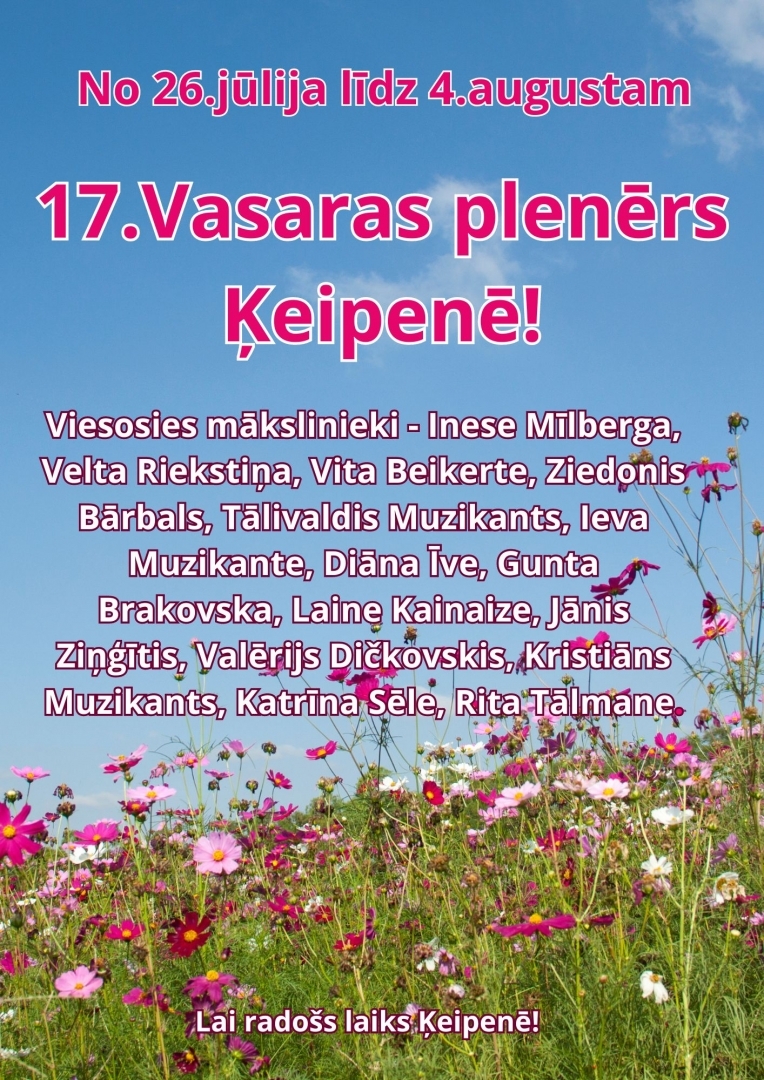 Afiša vasaras mākslas plenēram Ķeupenē