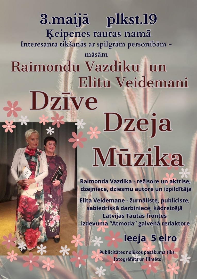 Attēli ar  Elitu Veidemani un Raimondu Vazdiku Ķeipenē,  03.05.2024.