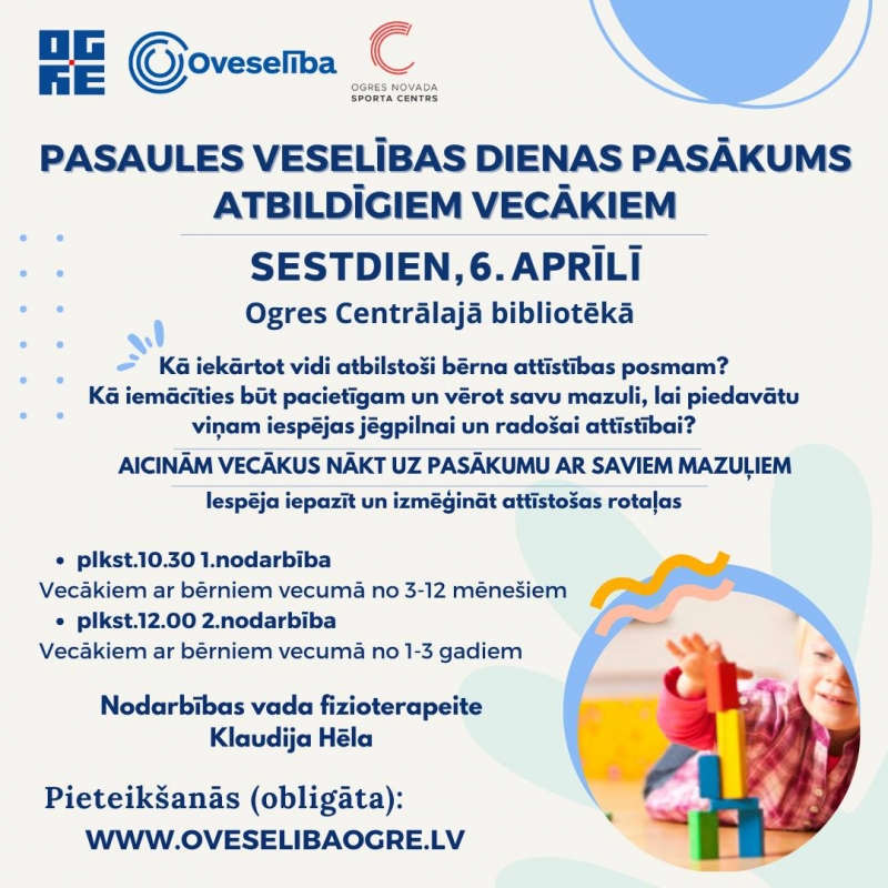 Pasaules Veselības dienas pasākums atbildīgiem vecākiem 06.04.2024