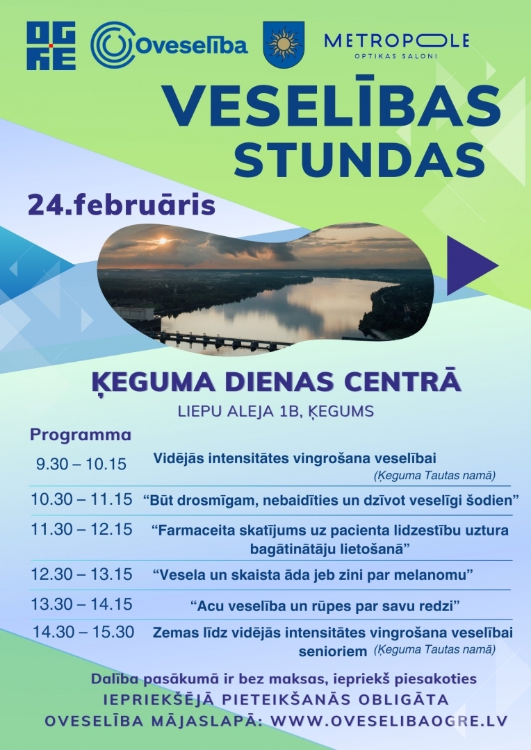 VESELĪBAS STUNDAS Ķegumā plakāts 24.02.2024.