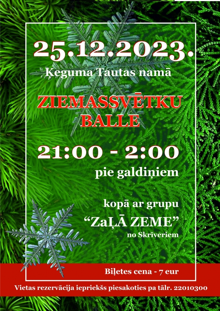 Ziemassvētku balle Ķegumā 25.12.2023. plakāts