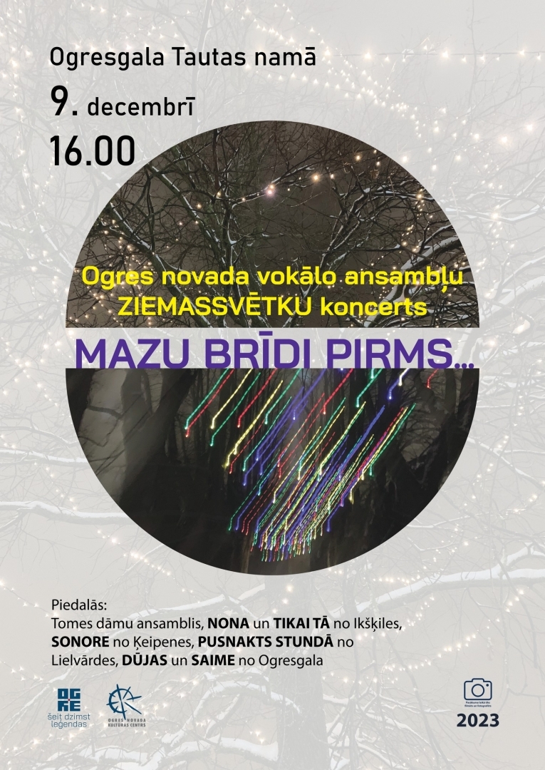 Koncerts MAZU BRĪDI PIRMS Ogresgalā 09.12.2023. plakāts