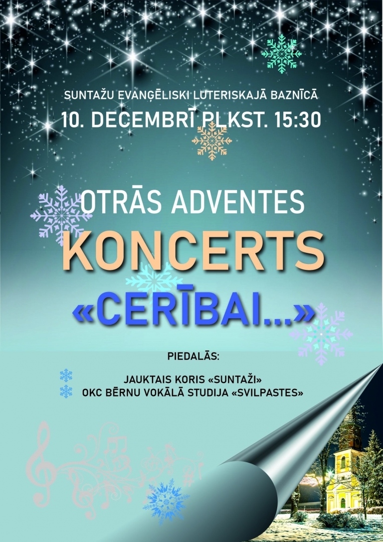 Otrās adventes koncerts ''CERĪBAI...'' Suntažos 10.12.2023. plakāts