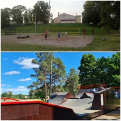 Ikšķile skeitparks, volejbola laukums kolāža