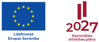 Eiropas Savienības logo ar tekstu "Līdzfinansē Eiropas Savienība" un Nacionālā attīstības plāna logo 