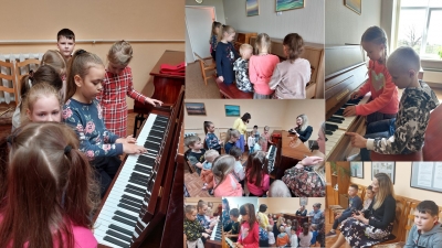 Madlienas Mūzikas un mākslas skolas skolēni - darbojas pie mūzikas instrumentiem 2023