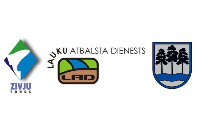 Zivju fonda un Lauku atbalsta dienesta logo un Ogres novada ģerbonis