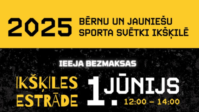 Sporta svētki bērniem Ikšķiles estrādē 1. jūnijā no plkst. 12.00 līdz 14.00