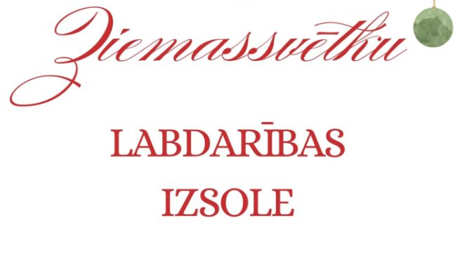 Afiša ziemassvētku noskaņās labdarības izsolei Ķegumā 12.decembrī