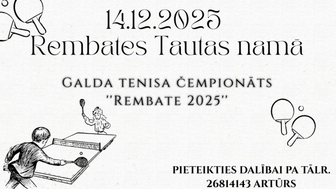 14.12.2025. Rembates Tautas namā galda tenisa čempionāts REMBATE 2025