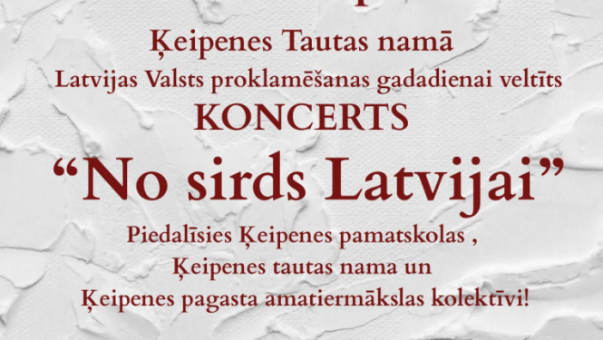 16. novembrī 18.00 Ķeipenes Tautas namā koncerts