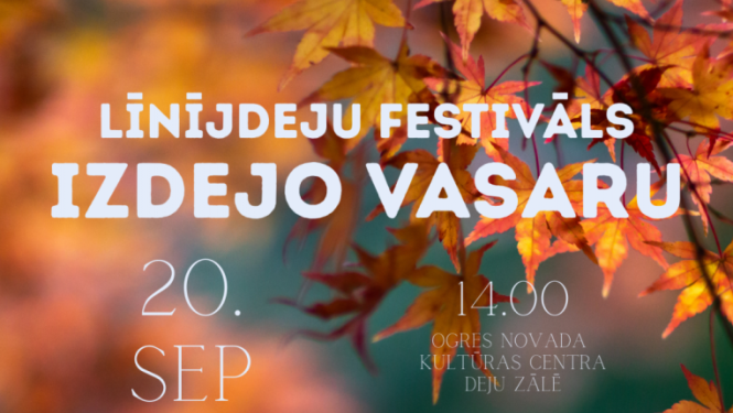 Afiša ar rudens lapām Līnijdeju festivālam Izdejo vasaru