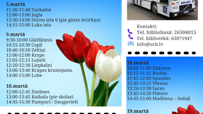 Bibliobusa grafiks martā