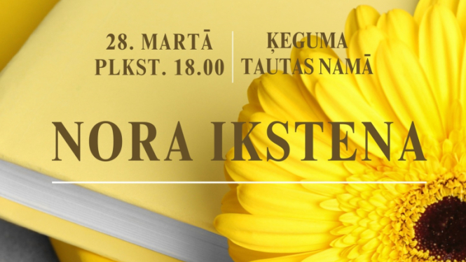 Tikšanās ar rakstnieci Noru Ikstenu Ķeguma pilsētas bibliotēkā 28. martā plkst. 18.00