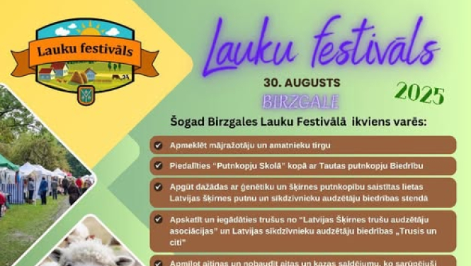 Lauku festivāls 30. augustā Birzgalē