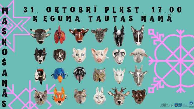 Afiša ar dažādu dzīvnieku maskām