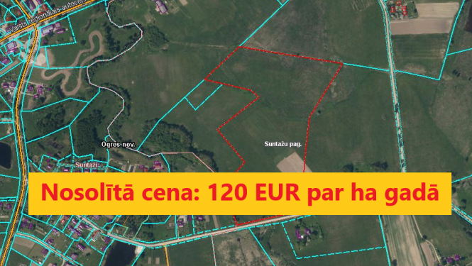 Nekustamā īpašuma “Pie Liepkalniem”, Suntažu pagastā, Ogres novadā nomas tiesību izsole