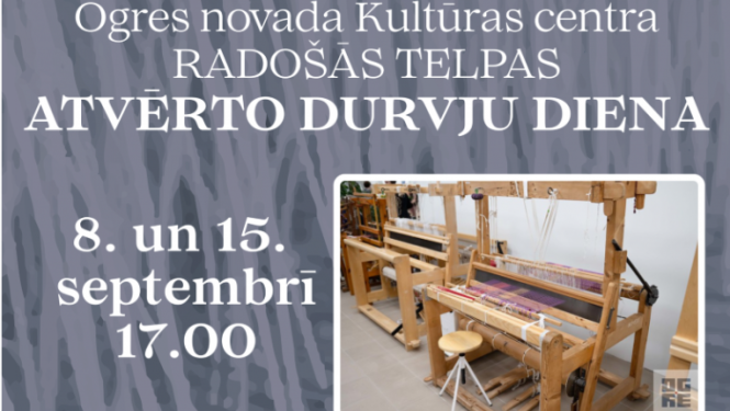 Atvērto durvju diena Ogres novada Kultūras centra Radošajā telpā 8. un 15. septembrī plkst. 17.00. Attēlā stelles, austas segas un jostas