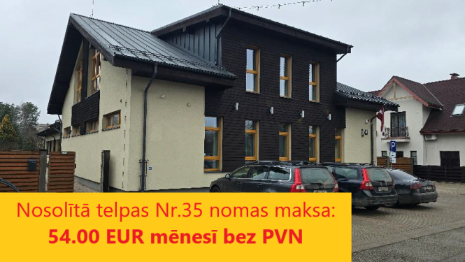 Nomas tiesību izsoles rezultāti - nosolītā telpu nomas maksa Daugavas prospektā 34, telpa 35, Ikšķilē, 54,00 eiro mēnesī bez PVN.